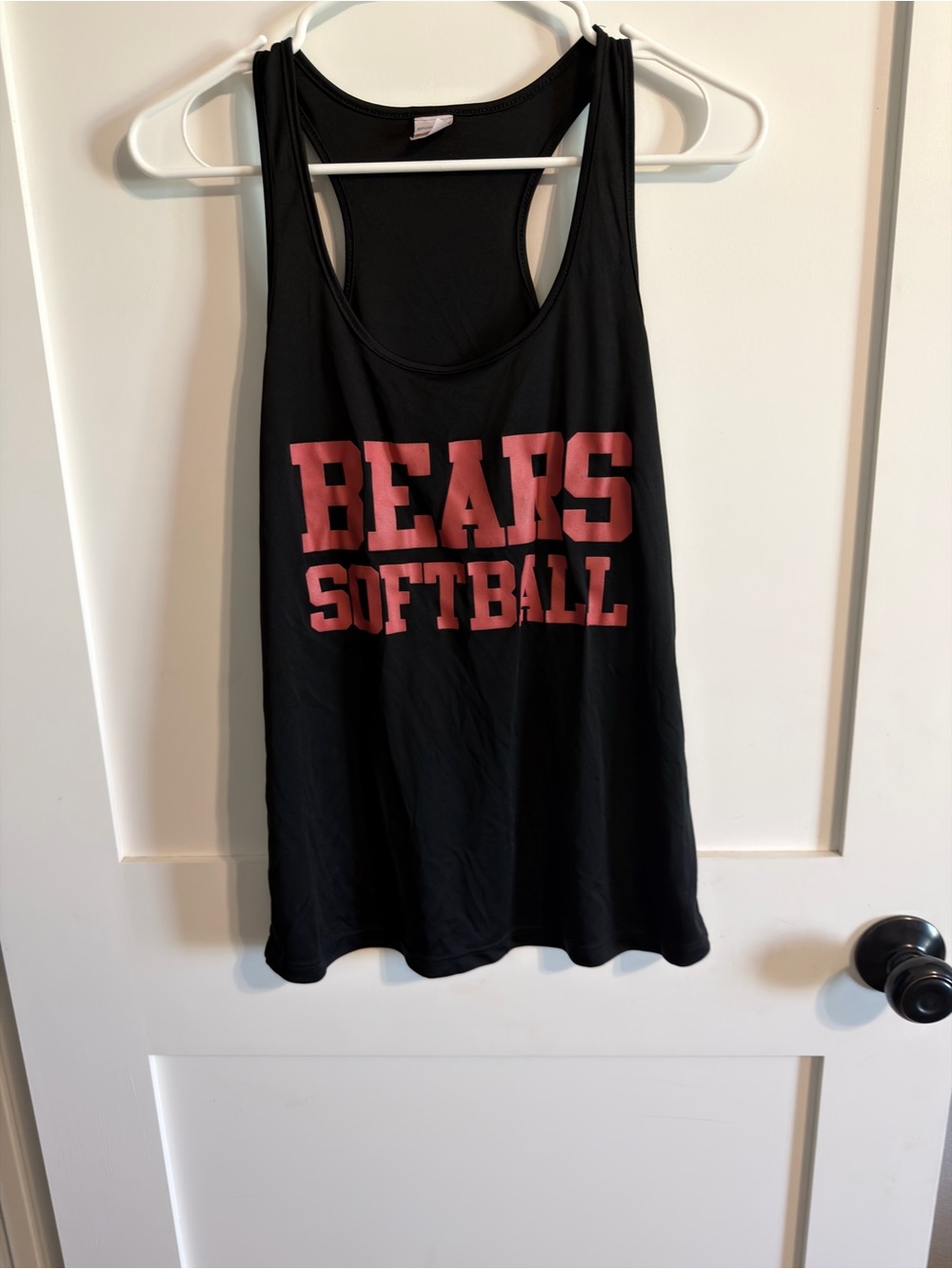 Sport-Tek Black Racerback Tank with Red 'BEARS SOFTBALL' Print